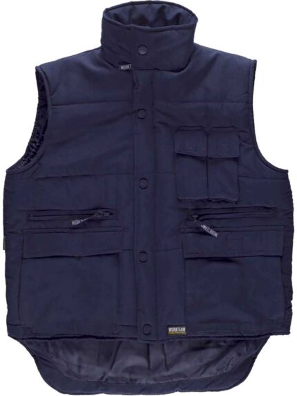 WorkTeam Chaleco Acolchado y Multibolsillos, con Cortavientos en Mangas. Hombre