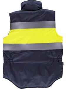 WorkTeam Chaleco acolchado y multibolsillos con dos cintas reflectantes y tejido de alta visibilidad. HOMBRE
