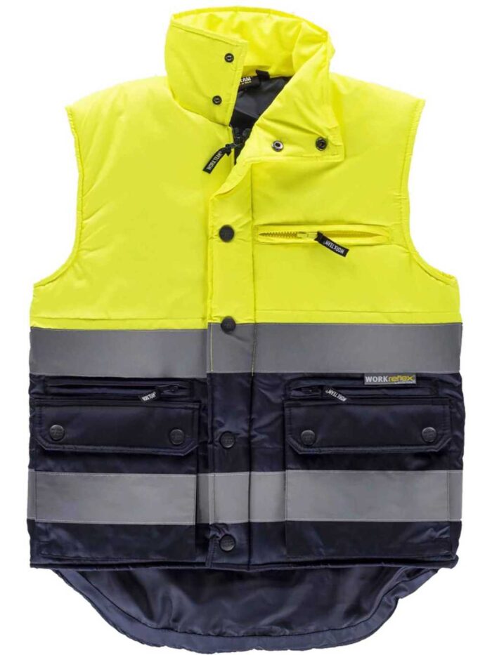 WorkTeam Chaleco Acolchado Bicolor con 2 Cintas Reflectantes. Hombre