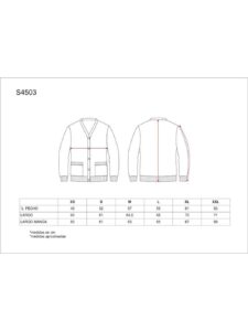 WorkTeam Chaqueta Punto Fino, Cuello Pico, Dos Bolsos Plastón.