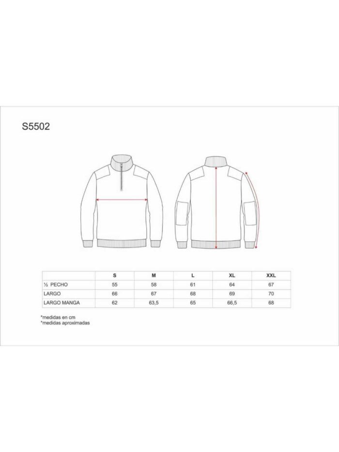 WorkTeam Jersey de Media Cremallera con Refuerzos en Hombros y Codos. 100% Algodón.