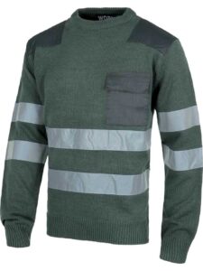 WorkTeam Jersey Trabajo Cuello Redondo con Bolsillo, Alta Visibilidad y 2 Cintas Reflectantes. Especial Frío Unisex
