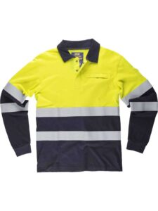 WorkTeam Polo Ignífugo, Antiestático, de Alta Visibilidad Manga Larga. Tejido Modacrílico, Algodón y Fibra Antiestática. EN ISO 11612, EN 1149, EN 1150.