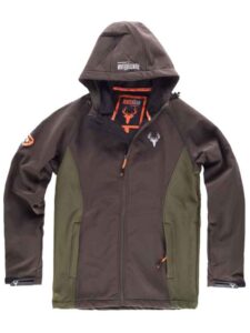WorkTeam Cazadora Caza, Pesca, Tiempo Libre, etc, Softshell con 2 Bolsillos Laterales y un Bolsillo en Pecho, combinada, con Capucha.
