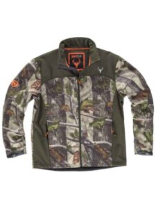 WorkTeam Chaqueta Caza y Pesca workshell Estampada con Motivos Vegetales, con canesús y costadillos a Contraste. Cuello Alto y cubrecosturas Interior Hombre