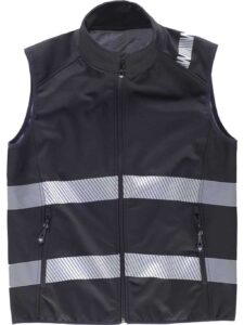 WorkTeam Chaleco Softshell de Trabajo Alta Visibilidad, Cintas Reflectantes Discontinuas, Cortavientos, Repelente al Agua e Interior de Alta Capacidad Térmica. Unisex