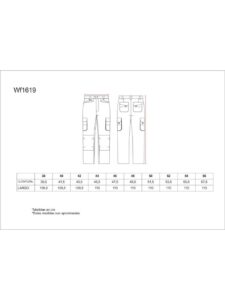 WorkTeam Pantalón Linea 6 Multibolsillos con elástico en Laterales. Unisex