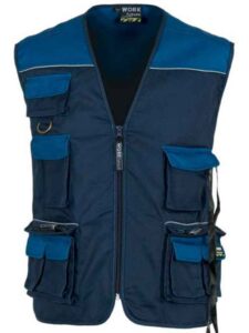 WorkTeam Chaleco Linea 8 Tipo Safari Combinado, Multibolsillos, Vivo Reflectante. Hombre