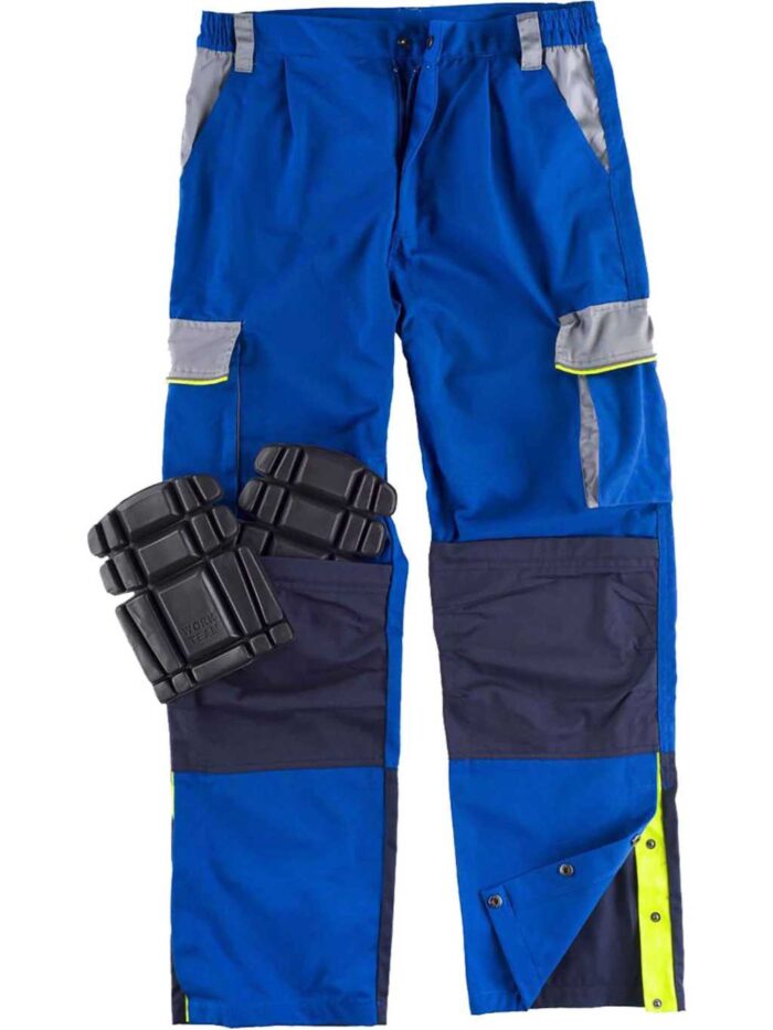 WorkTeam Pantalón linea 5, 3 colores. Cintura elástica, multibolsillos,bolso rodilleras, vivos reflectantes. Unisex
