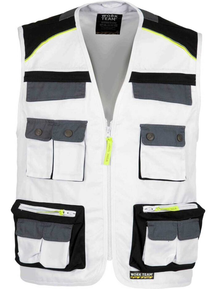 WorkTeam Chaleco Linea 5 Tipo Safari Combinado en 3 Colores, Vivos Reflectantes. Hombre - Imagen 4