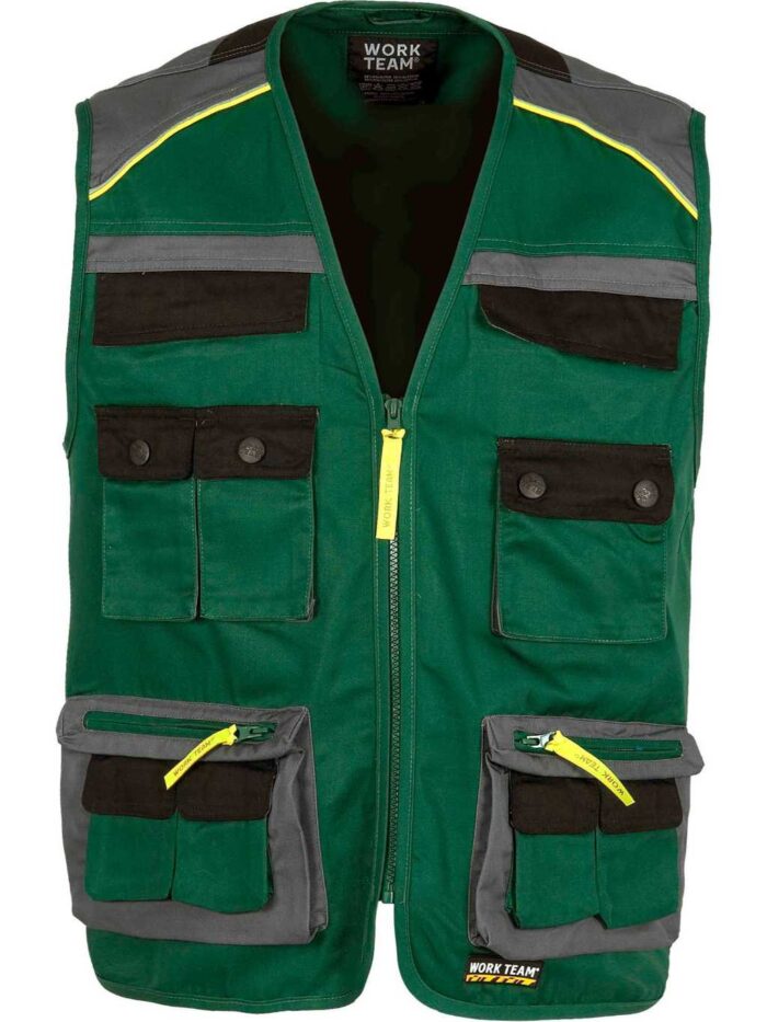 WorkTeam Chaleco Linea 5 Tipo Safari Combinado en 3 Colores, Vivos Reflectantes. Hombre - Imagen 3