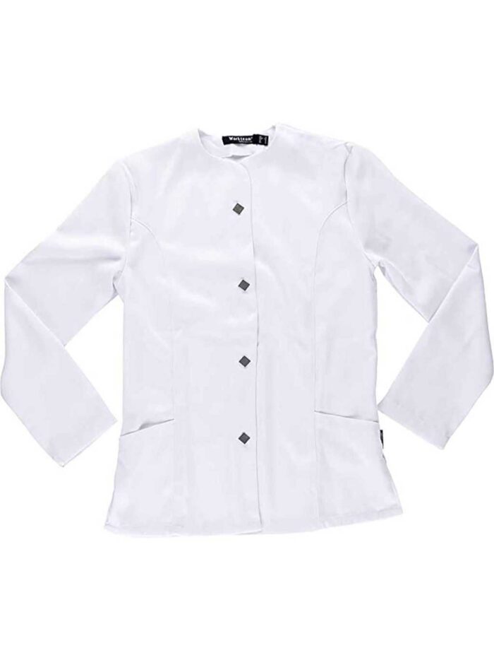 WorkTeam Casaca  manga larga, cierre central corchetes. Mujer