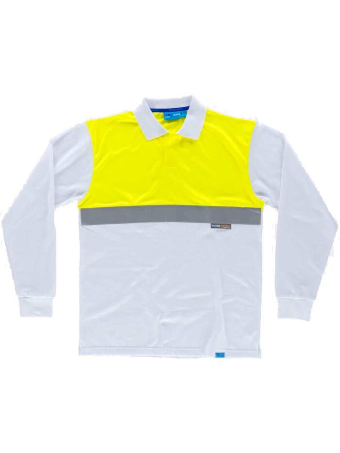 Workteam Polo Trabajo ANTIBACTERIANO, Alta Visibilidad, de Manga Larga, cierre de Velcro, Algodón. Ideal Alimentación, Laboratorio, Sanidad, etc. Unisex - Imagen 2