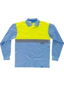 Workteam Polo Trabajo ANTIBACTERIANO, Alta Visibilidad, de Manga Larga, cierre de Velcro, Algodón. Ideal Alimentación, Laboratorio, Sanidad, etc. Unisex