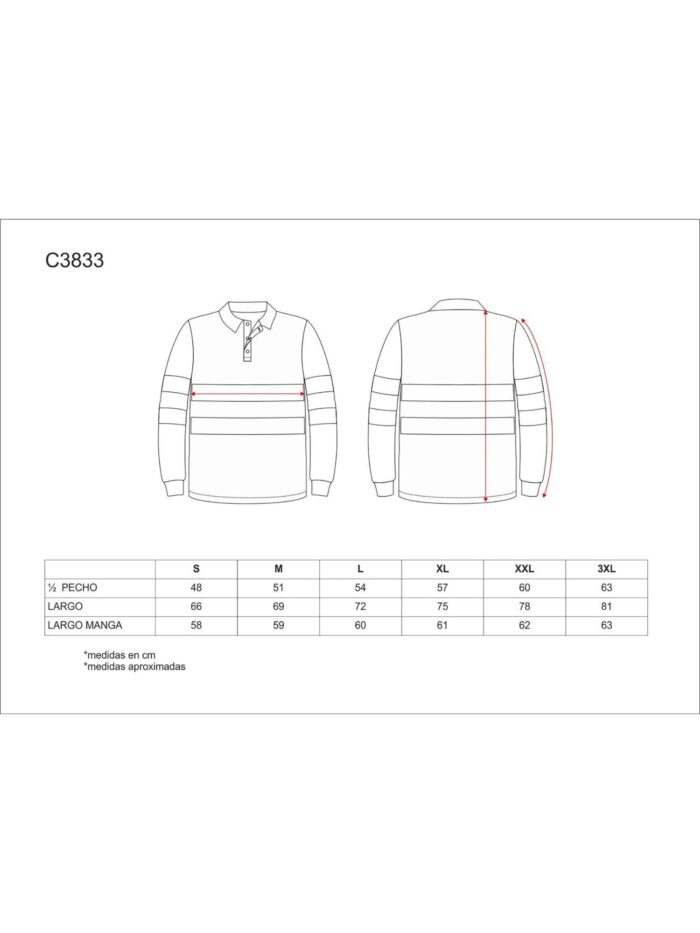 WorkTeam Polo Manga Larga Alta Visibilidad con Dos Cintas Reflectantes. EN ISO 20471:2013 Hombre