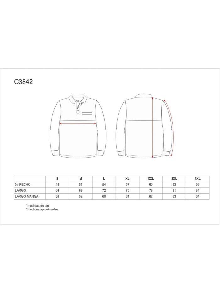 WorkTeam Polo Manga Larga ALTA VISIBILIDAD, con Canesú Combinado, un Bolso de Pecho, 100% Algodón. Hombre