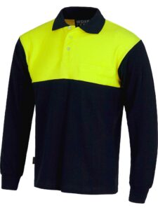 WorkTeam Polo Manga Larga ALTA VISIBILIDAD, con Canesú Combinado, un Bolso de Pecho, 100% Algodón. Hombre - Imagen 2