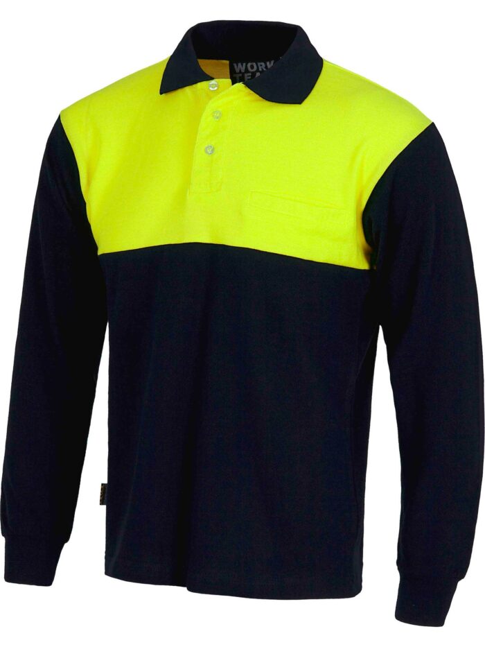 WorkTeam Polo Manga Larga ALTA VISIBILIDAD, con Canesú Combinado, un Bolso de Pecho, 100% Algodón. Hombre - Imagen 2