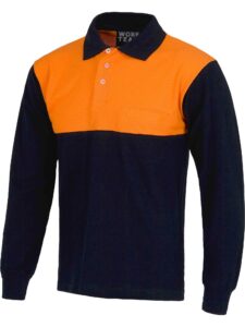 WorkTeam Polo Manga Larga ALTA VISIBILIDAD, con Canesú Combinado, un Bolso de Pecho, 100% Algodón. Hombre