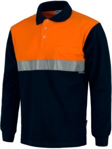 WorkTeam Polo Manga Larga con Canesú Combinado, un Bolso de Pecho. Una Cinta Reflectante, 100% ALGODÓN. Hombre