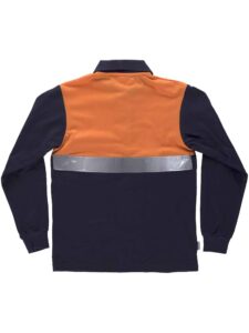 WorkTeam Polo Manga Larga con Canesú Combinado, un Bolso de Pecho. Una Cinta Reflectante, 100% ALGODÓN. Hombre