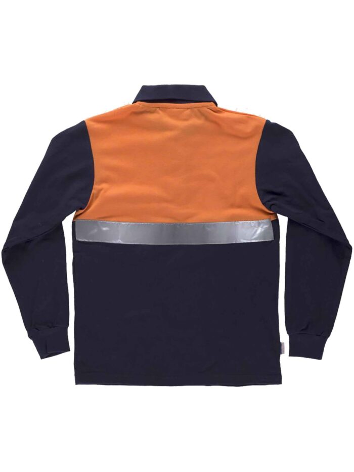 WorkTeam Polo Manga Larga con Canesú Combinado, un Bolso de Pecho. Una Cinta Reflectante, 100% ALGODÓN. Hombre