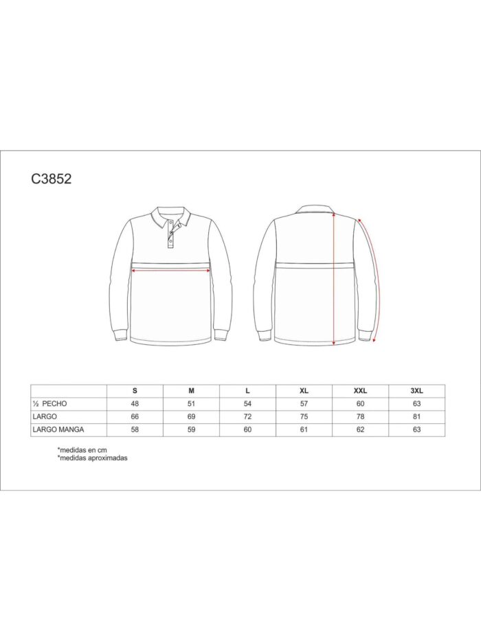 WorkTeam Polo Manga Larga con una Franja a Contraste, 100% Algodón. Hombre