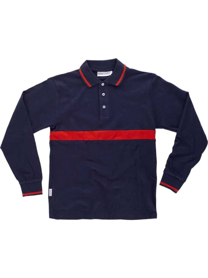 WorkTeam Polo Manga Larga con una Franja a Contraste, 100% Algodón. Hombre - Imagen 4