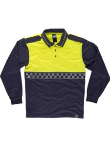 WorkTeam Polo Policía Manga Larga Combinado, con Cinta Reflectante termosellada y charreteras en Hombros. Hombre