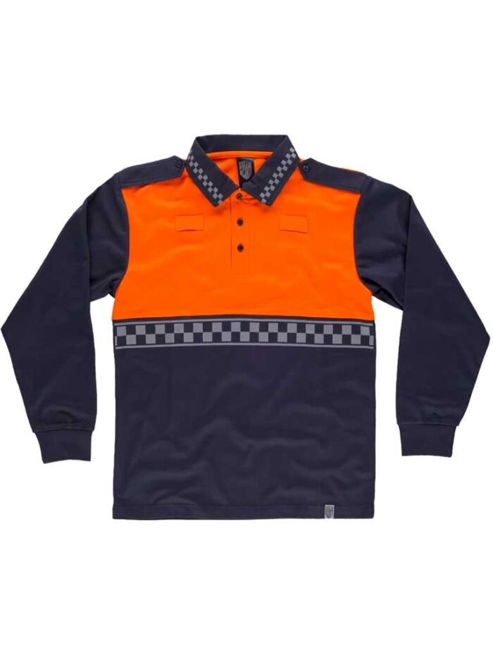 WorkTeam Polo Policía Manga Larga Combinado, con Cinta Reflectante termosellada y charreteras en Hombros. Hombre - Imagen 2