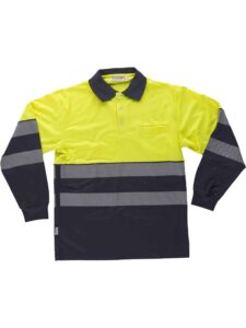 WorkTeam Polo Manga Larga perchado, Combinado Alta Visibilidad Cintas Reflectantes discontinuas EN ISO 20471