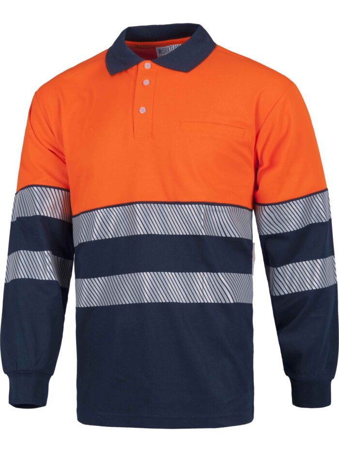 WorkTeam Polo Manga Larga perchado, Combinado Alta Visibilidad Cintas Reflectantes discontinuas EN ISO 20471 - Imagen 2