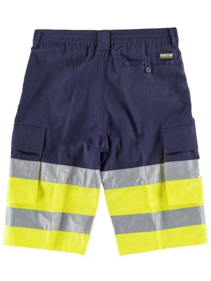 WorkTeam Pantalón Corto o Bermuda combinada, con dos cintas reflectantes. ALTA VISIBILIDAD EN ISO 20471. Clase 1  HOMBRE - Imagen 2