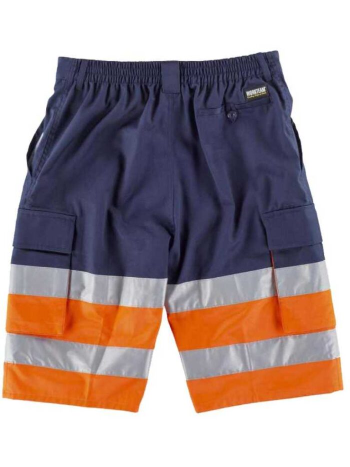 WorkTeam Pantalón Corto o Bermuda combinada, con dos cintas reflectantes. ALTA VISIBILIDAD EN ISO 20471. Clase 1  HOMBRE - Imagen 4