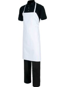 WorkTeam Delantal de cocina clásico largo sin bolsillos, cocinero, chef, etc y 100% Algodón. Unisex