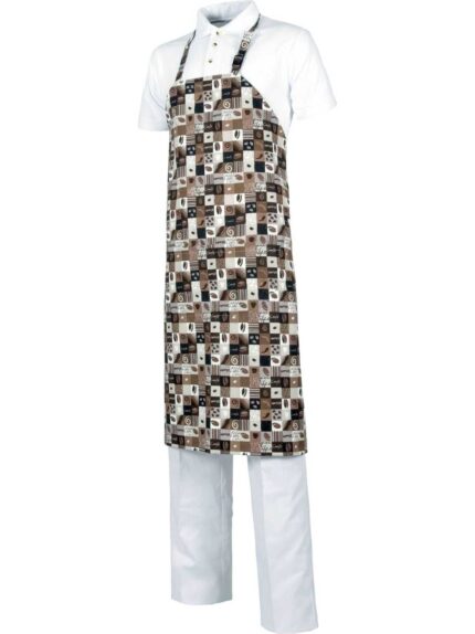 WorkTeam Delantal con Peto y un Bolso, Estampado café. 90x95. Hombre
