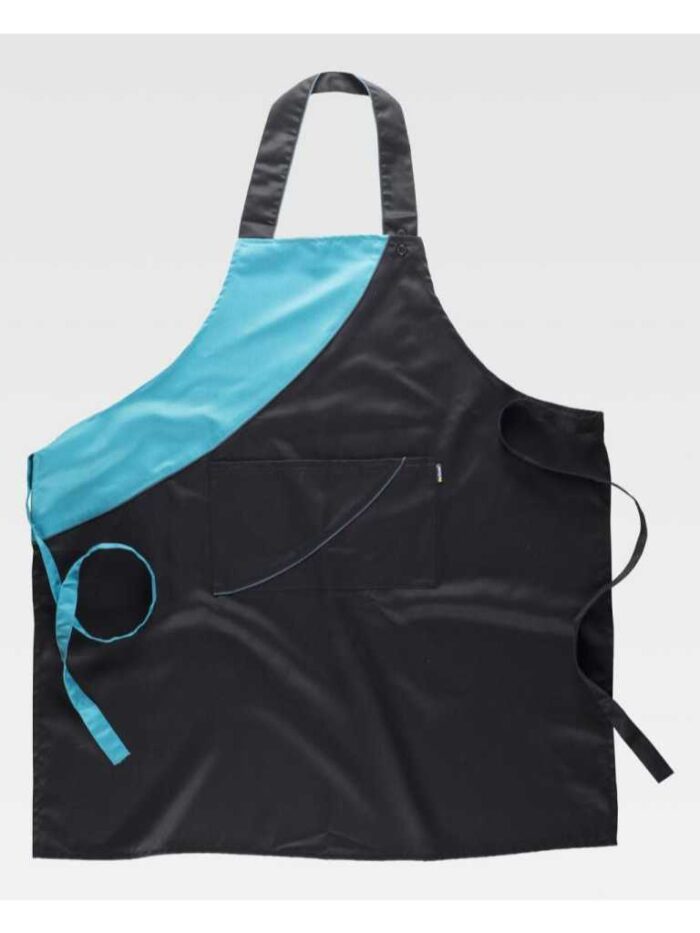 WorkTeam Delantal bicolor con peto y vivo a contraste. 90x95. Unisex - Imagen 2