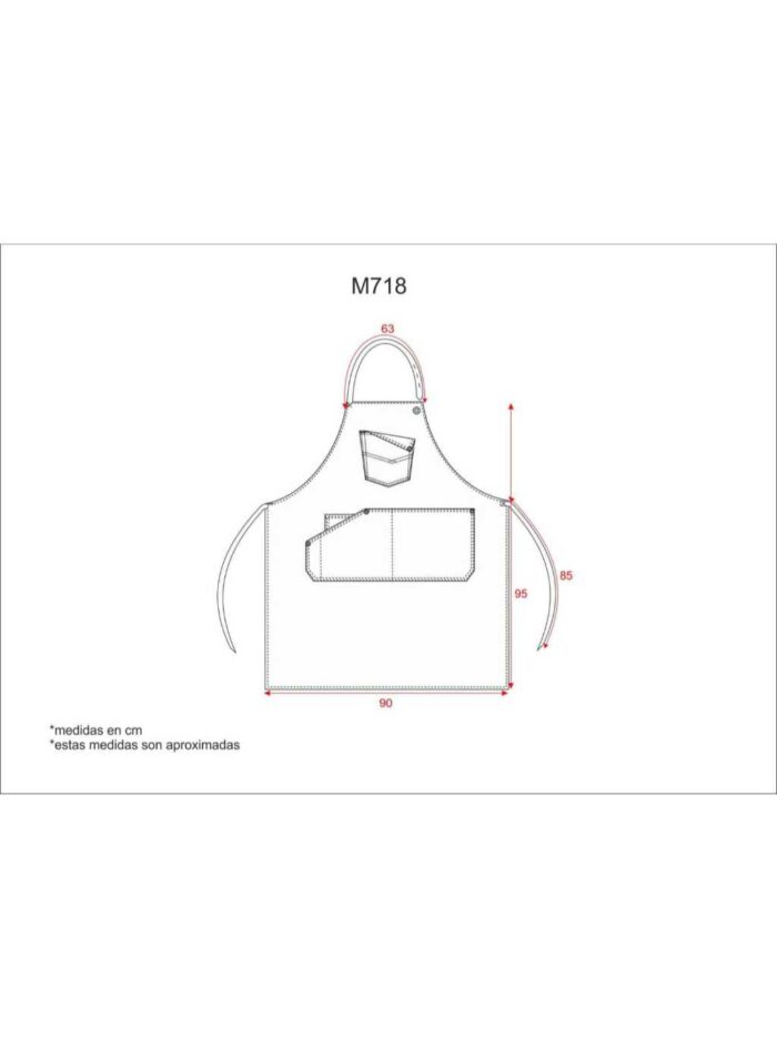 WorkTeam Delantal Peto Vaquero y Tejido Canvas 90x55. Bolso Pecho, Bolso Central y Bolsillo relojero Interior. Cinta Tejido Canvas Regulable en Cuello y Cintura. Hombre