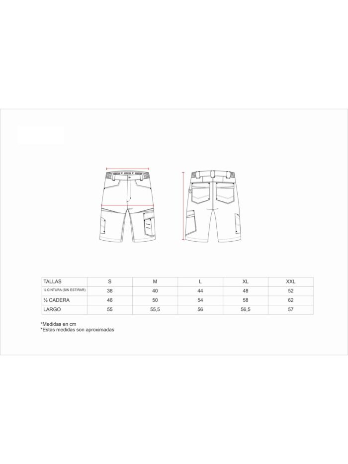 Workteam Pantalón Corto de Trabajo, Tejido Canvas (extremadamente resistente y duradero). Elástico en la cintura. Unisex