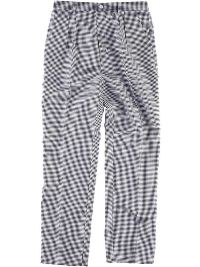 Work Team Pantalón de cocina pata de gallo, cintura elástica, bragueta y botón, para cocineros, Chefs, etc. Unisex