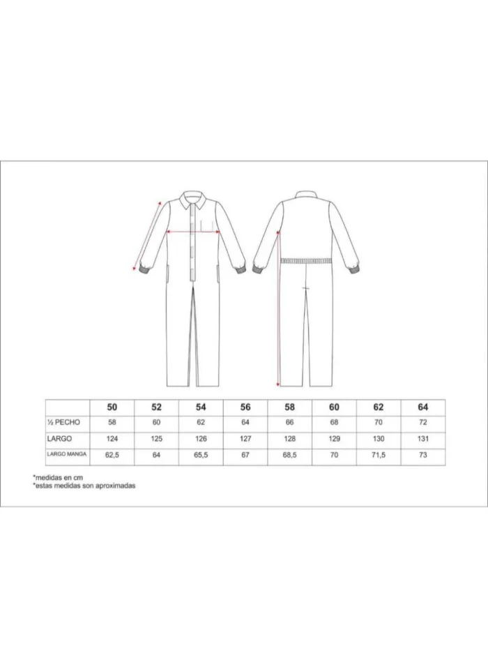 Work Team Buzo o Mono de Trabajo Alimentación,  con Cierre de Velcro, Bolso de Pecho Interior y puños elásticos. - Imagen 5