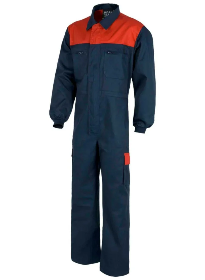 Work Team Buzo con Canesú Combinado, Cremalleras de Nylon, Dos Bolsos en Perneras con tapetas Combinados. Mono de Trabajo. Hombre - Imagen 4