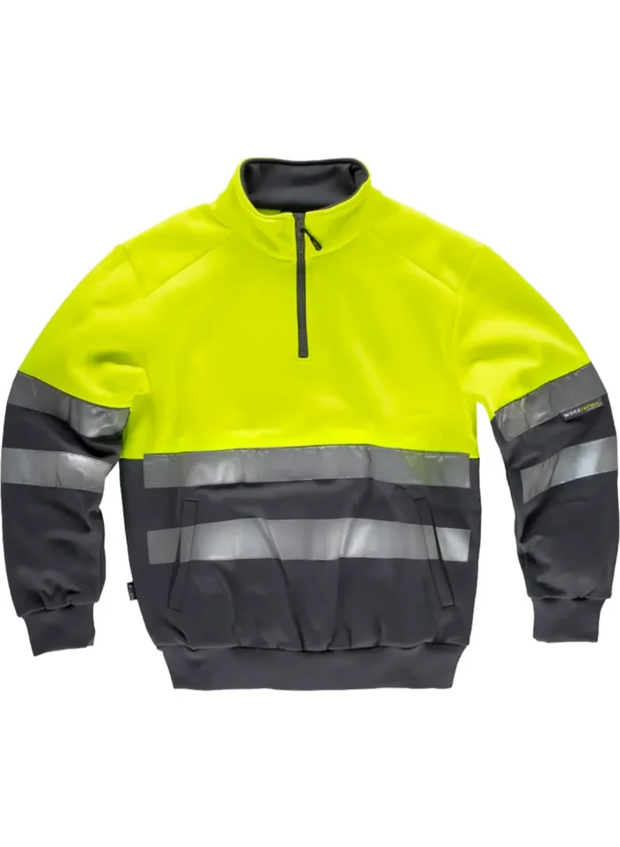 Work Team Sudadera combinada con Cintas Reflectantes y Ata Visibilidad. Cuello Alto con Cierre de Media Cremallera de Nylon y Costuras reforzadas. - Imagen 6