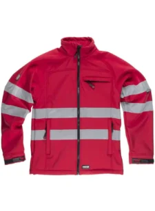 Work Team Chaqueta Workshell con Cintas Reflectantes. Cuello Alto y Cierre de Cremallera de Nylon. Solapa Protectora Interior Vuelta en la Parte Super Unisex - Imagen 2