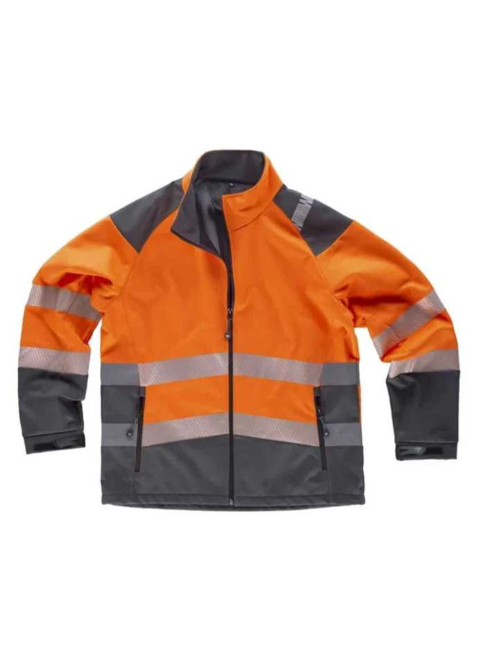 WorkTeam Chaqueta Workshell de ALTA VISIBILIDAD, Cintas Reflectantes, Cortavientos, Repelente al Agua, Membrana Interor Transpirable y Alta Capacidad Térmica. Unisex - Imagen 2