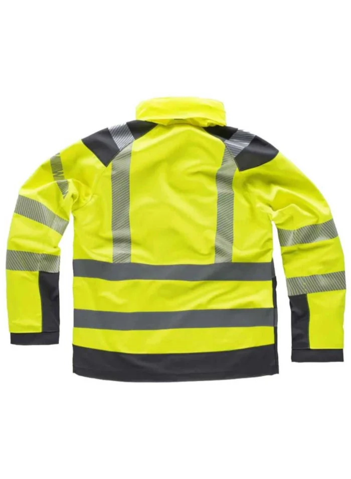 WorkTeam Chaqueta Workshell de ALTA VISIBILIDAD, Cintas Reflectantes, Capucha, Cortavientos, Impermeable, Membrana Interor Transpirable y Alta Capacidad Térmica. Unisex