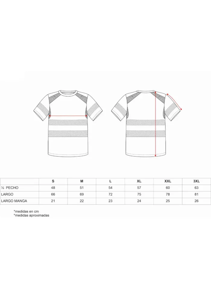 WORKTEAM Camiseta Manga Corta Alta Visibilidad con interior de Algodón. Reflectantes segmentadas y rejilla. Unisex - Imagen 5