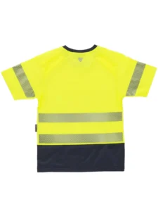 WORKTEAM Camiseta Manga Corta Alta Visibilidad con interior de Algodón. Reflectantes segmentadas y rejilla. Unisex - Imagen 4