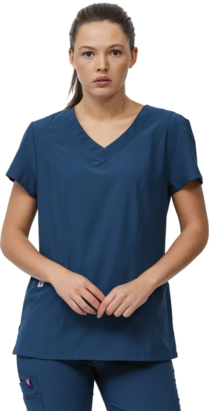 WORKTEAM Casaca Sanitaria Entallada Mujer, Tejido Elástico, Cuello en V. Camisa Médico, Enfermera, Dentista, Estética, Veterinaria. Mujer - Imagen 6