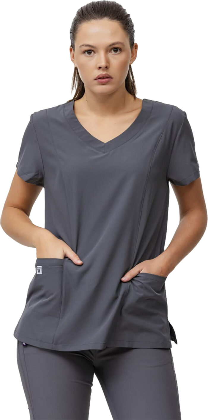 WORKTEAM Casaca Sanitaria Entallada Mujer, Tejido Elástico, Cuello en V. Camisa Médico, Enfermera, Dentista, Estética, Veterinaria. Mujer - Imagen 5
